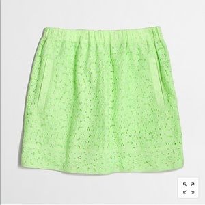 Neon Lime J Crew Lace Mini Skirt